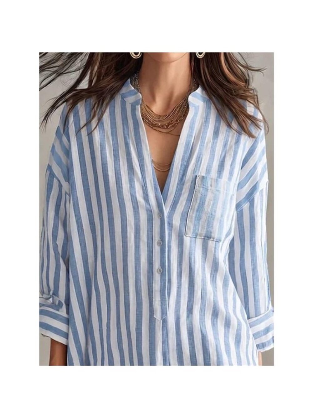 Full Size Striped Shirt Mini Dress Plus Size